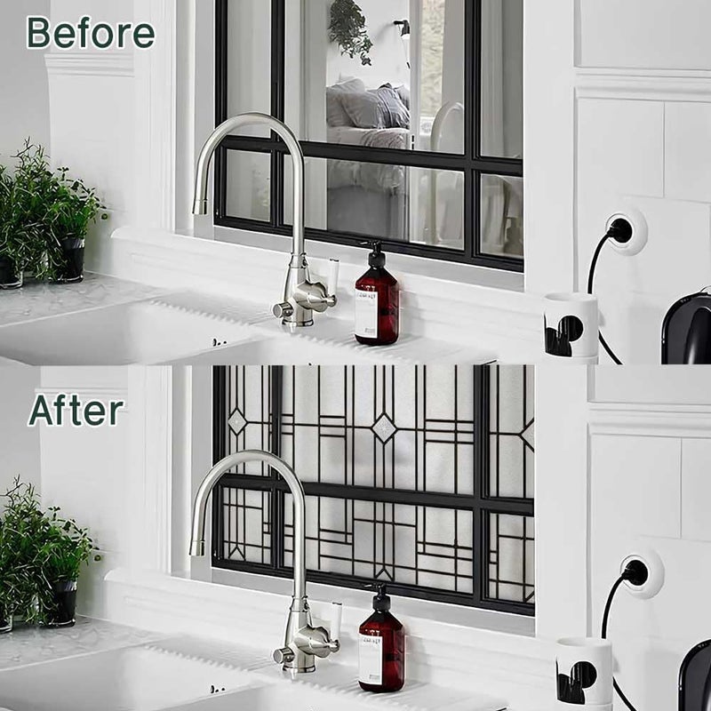 BEAUS TILE UNI Window Film Static Clings Non Adhesive 3D Stained Glass Window Decals UV Protection (Antique, 37.4 x 24.4 Inch) - Image 5